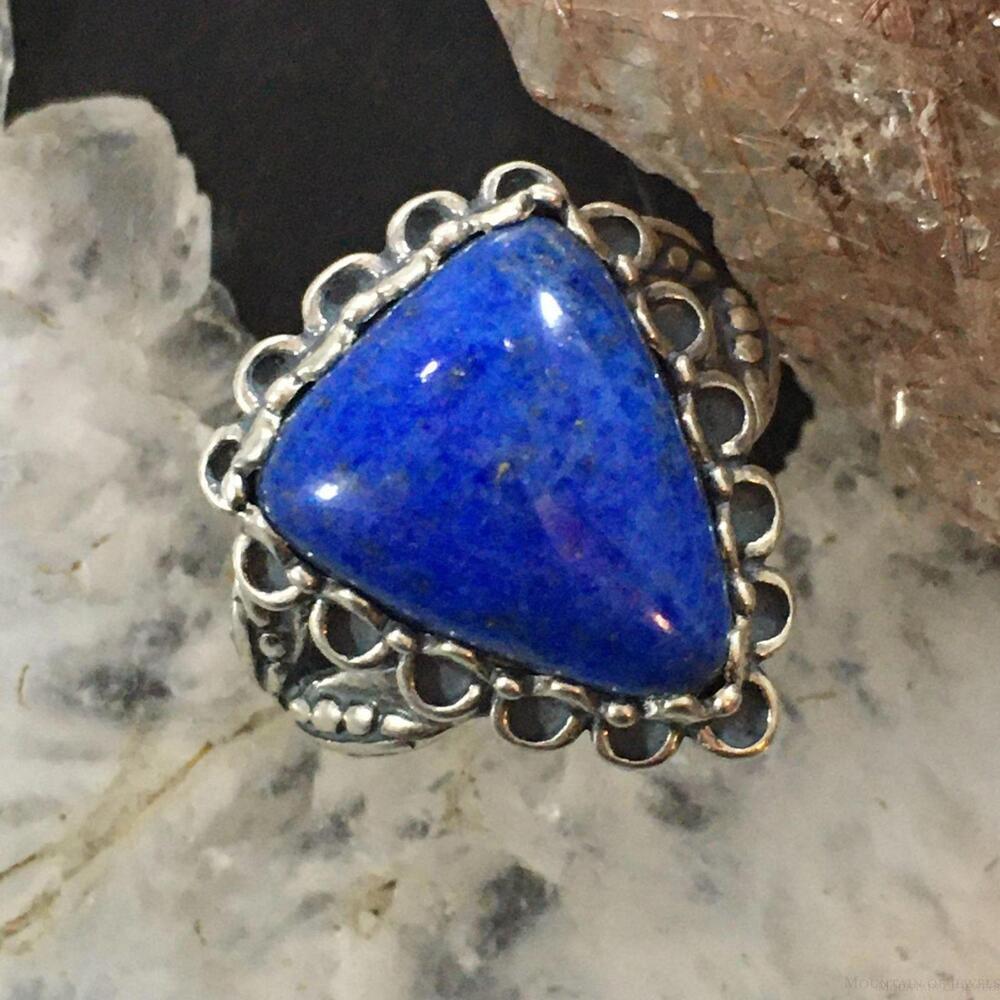 Carolyn Pollack Sterling Triangle Lapis Decorated Ring Size 5.25 & 8 For Women